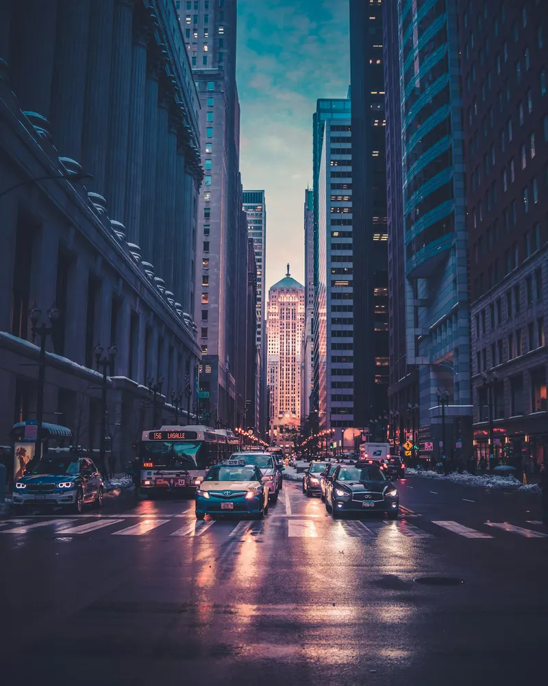 An expansive urban skyline